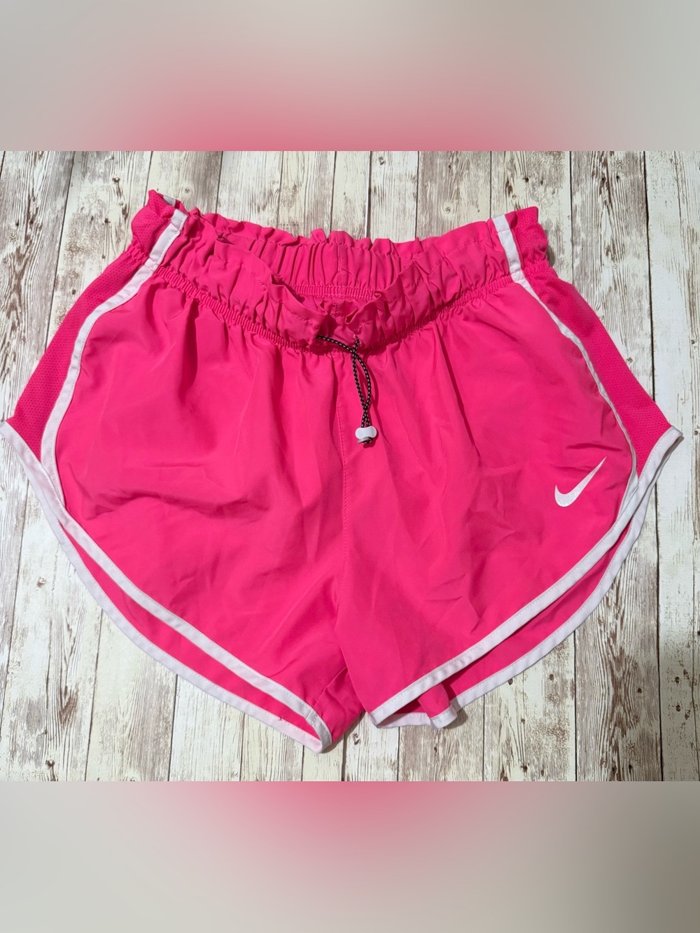 Nike Women's Bright Pink Athletic Shorts with White Trim
